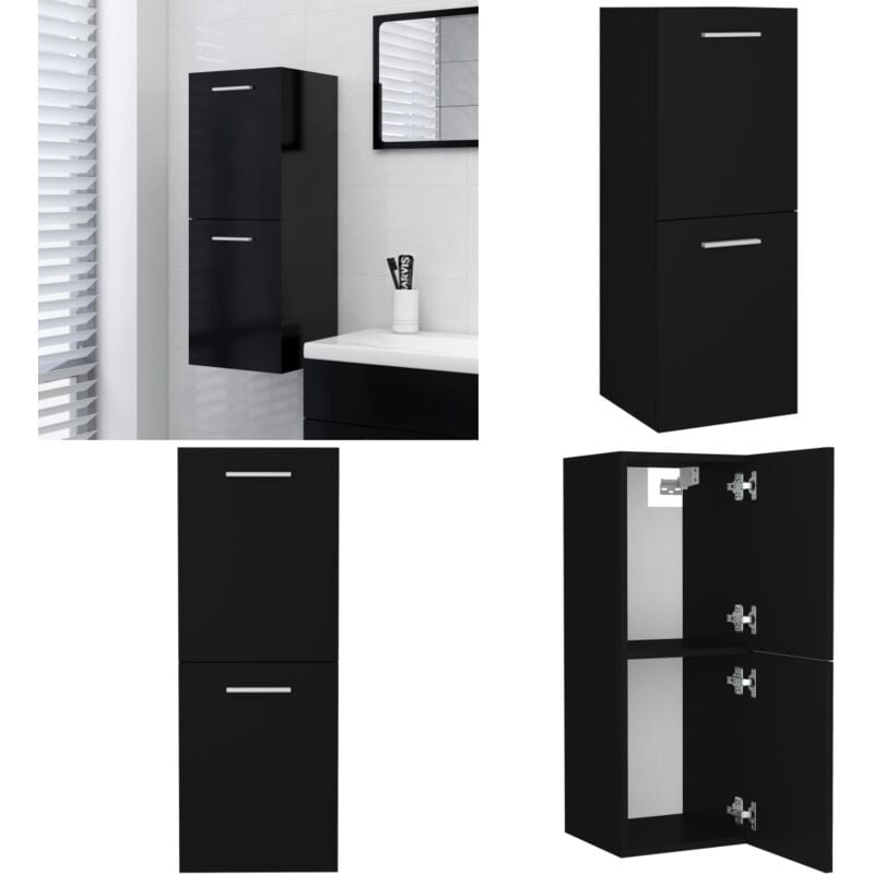 Vidaxl - Armoire de salle de bain Noir 30x30x80 cm Bois d'ingénierie - Armoire De Salle De Bain - Meuble Salle De Bain - Rangement Salle De Bain