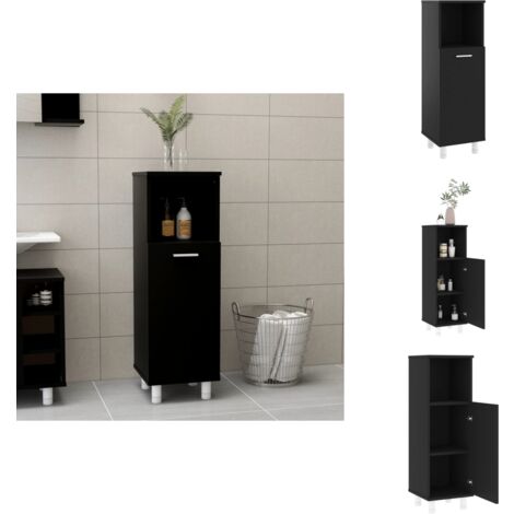 Armoire de salle de bain Noir 30x30x95 cm Aggloméré - Armoire De Salle De Bain - Meuble Salle De Bain - Rangement Salle De Bain - Étagère Salle De Bain - Commode Salle De Bain
