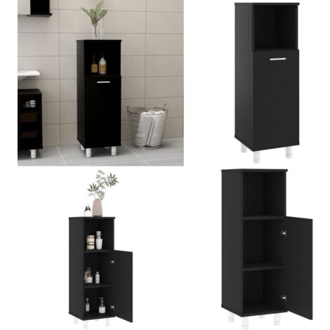 Armoire de salle de bain Noir 30x30x95 cm Aggloméré - Armoire De Salle De Bain - Meuble Salle De Bain - Rangement Salle De Bain - Étagère Salle De Bain - Commode Salle De Bain - Home & Living