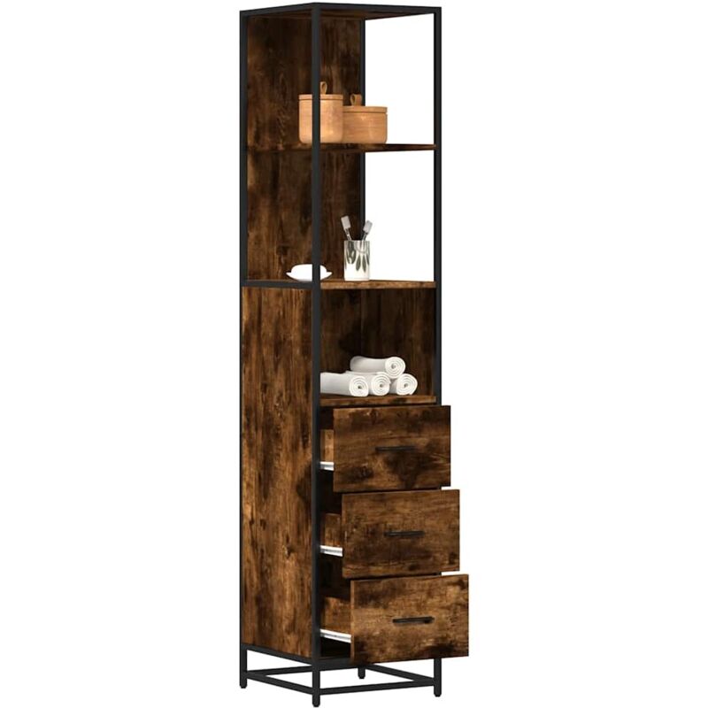 Vidaxl - Armoire de salle de bain chêne fumé 35x37,5x166 cm