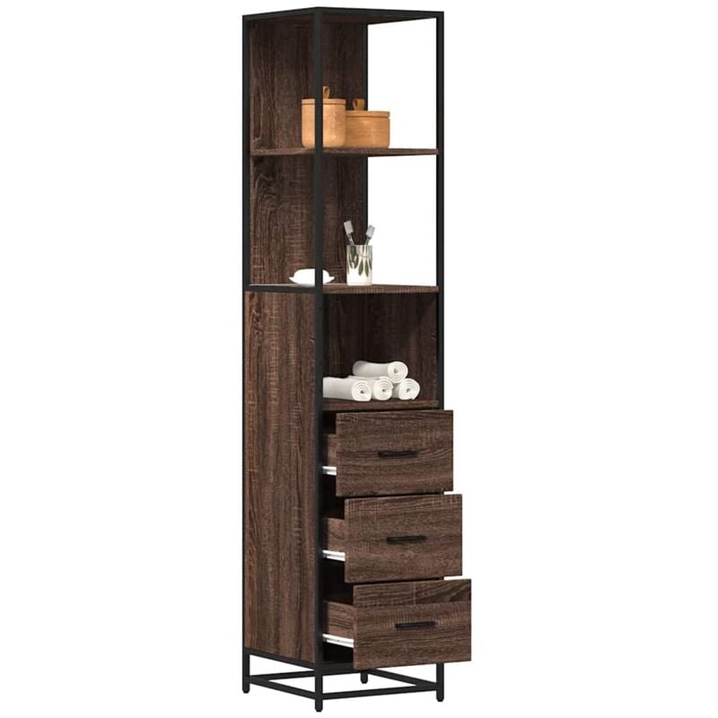 Armoire de salle de bain chêne marron 35x37,5x166 cm vidaXL