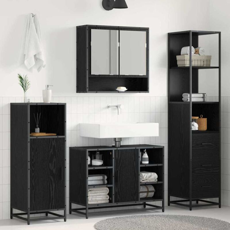 Ensemble de mobilier de salle de bain avec tiroir Chêne noir vidaXL
