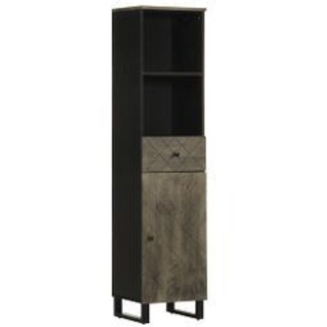 Armoire de salle de bain noir 38x33x160 bois massif manguier