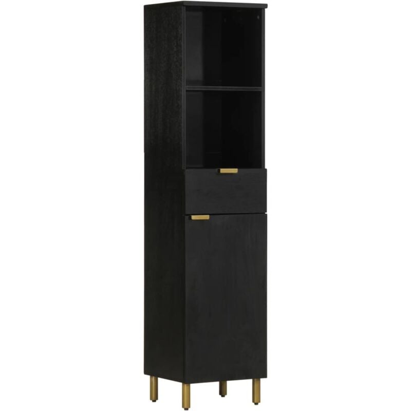 Armoire de salle de bain noir 38x33x160 cm bois massif manguier Vidaxl