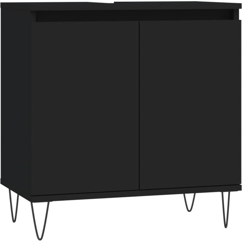 Armoire de salle de bain noir 58x33x60 bois d'ingénierie Armoire de salle de bain noir 58x33x60 bois d'ingénierie