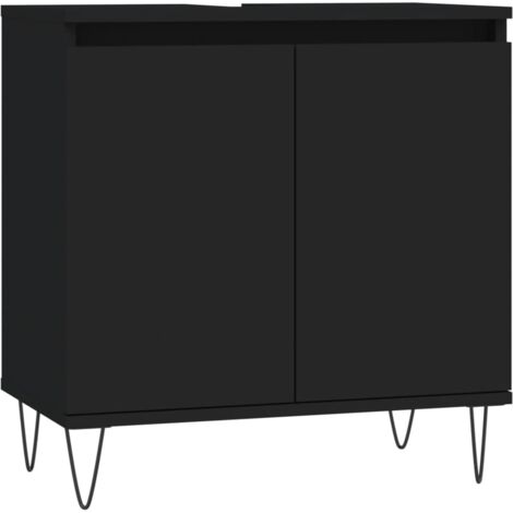 Armoire de salle de bain noir 58x33x60 bois d'ingénierie