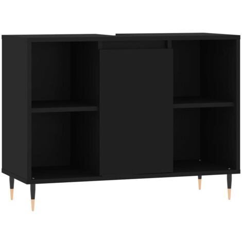 Armoire de salle de bain noir 80x33x60 bois d'ingénierie