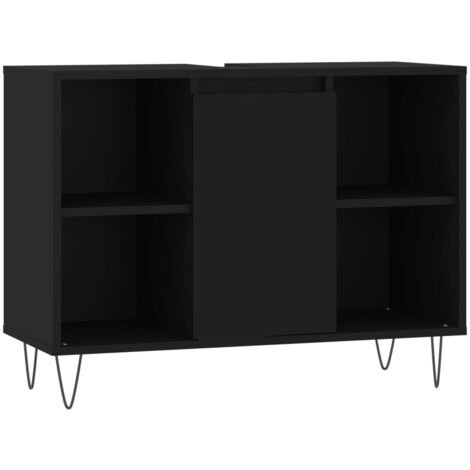 Armoire de salle de bain noir 80x33x60 bois d'ingénierie