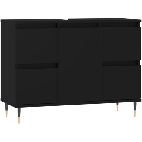 Armoire de salle de bain noir 80x33x60 bois d'ingénierie