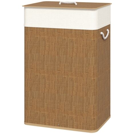 Armoire de salle de bain, Panier à linge en bambou avec couvercle, avec 2 étagères, für salle de bain, pratique & moderne