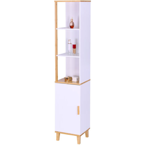 Étagère D'angle En Bambou 4 Niveaux | 105,5 X 23 X 23 Cm | Gain De Place | Pour Salle De Bain, Cuisine, Salon