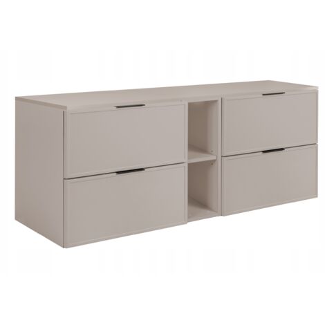 Armoire de salle de bain - SLIM - 140,6 cm - Cachemire - 3 couleurs de poignées incluses GRATUITEMENT - avec plateau et étagère beiges - Suspendue