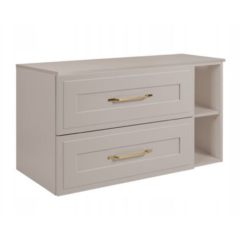 Armoire de salle de bain suspendue - 100 cm - Beige - MDF - avec 2 tiroirs et étagère - Moderne