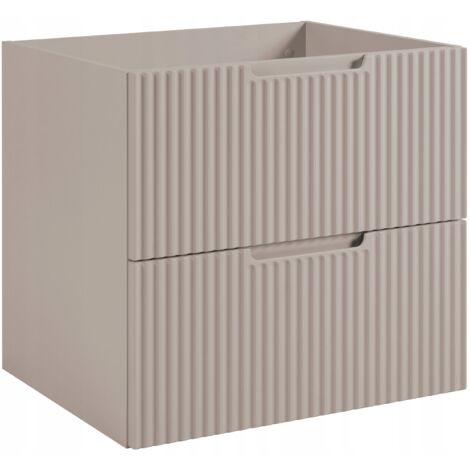 Armoire de salle de bain suspendue - 60 cm - Beige - Façades élégantes en MDF - Armoire suspendue avec tiroirs - Meubles de salle de bain - Meubles de salle de bain en bois