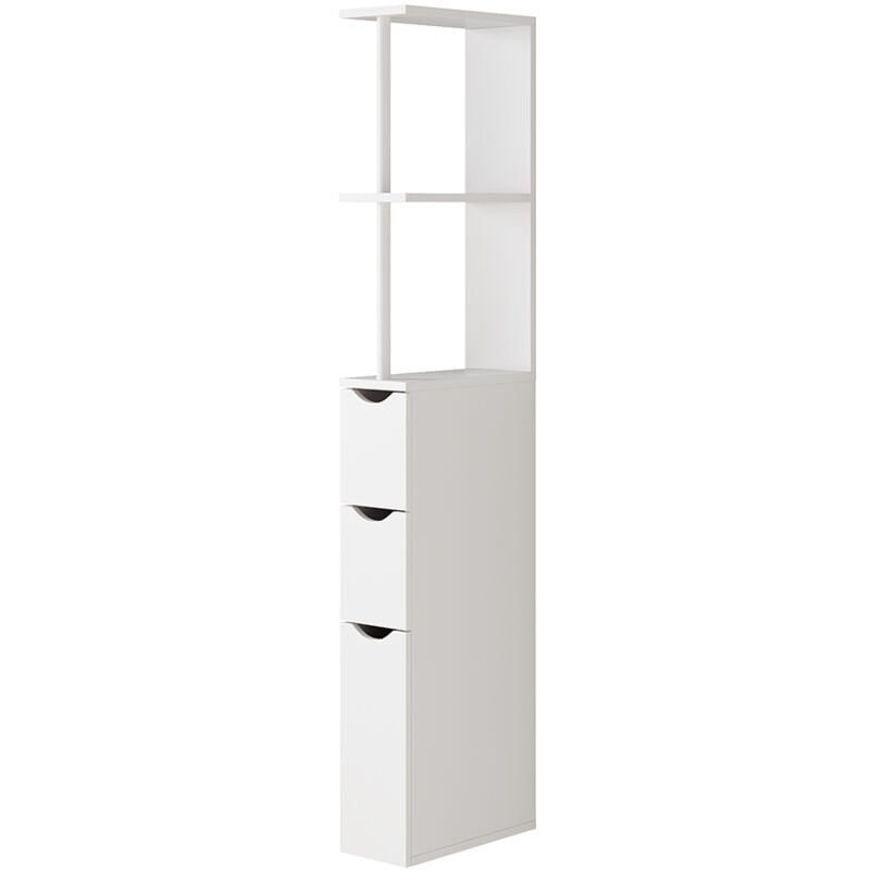 Vicco - Armoire de salle de bain Vera, Blanc, 15 x 137 cm avec 3 tiroirs