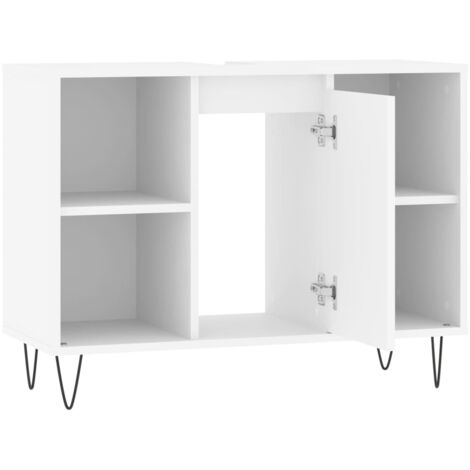 Armoire de salle de bain,Meuble de Rangement,style industriel blanc 80x33x60 cm bois d'ingénierie -66908