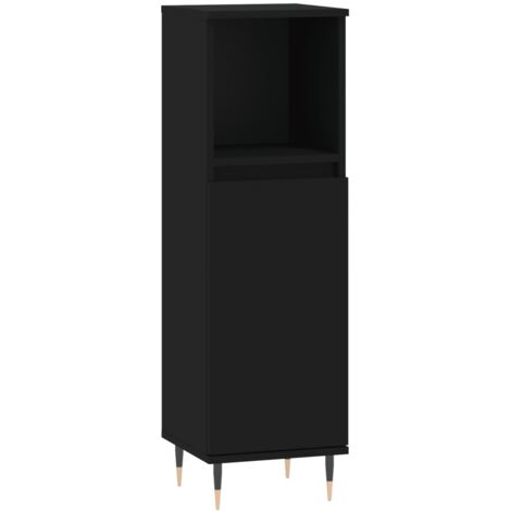 Armoire de salle de bain,Meuble de Rangement,style industriel noir 30x30x100 cm bois d'ingénierie -41853