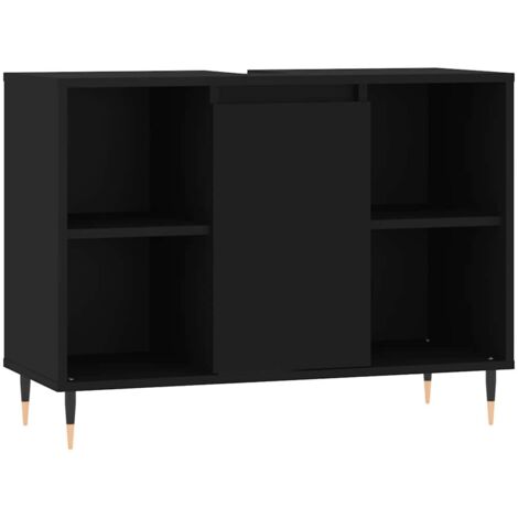 Armoire de salle de bain,Meuble de Rangement,style industriel noir 80x33x60 cm bois d'ingénierie -52985