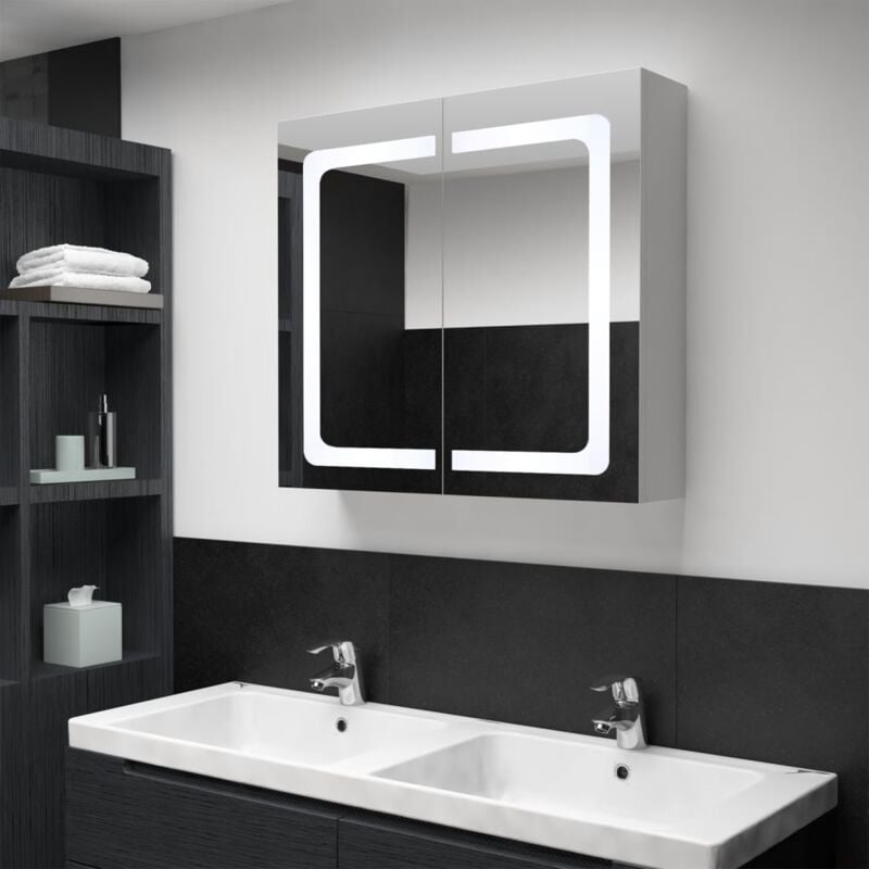 Design In - Armoire de salle de bain,Meuble de salle de bain à miroir led 80x12,2x68 cm CFW773413