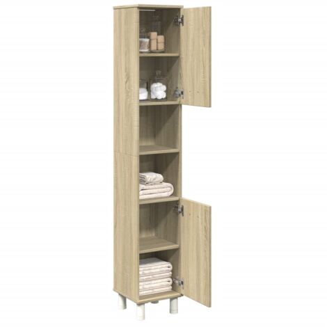 Armoire de salle de bain，Meuble de salle de bain chêne sonoma 30,5x30x179 cm CFW22855