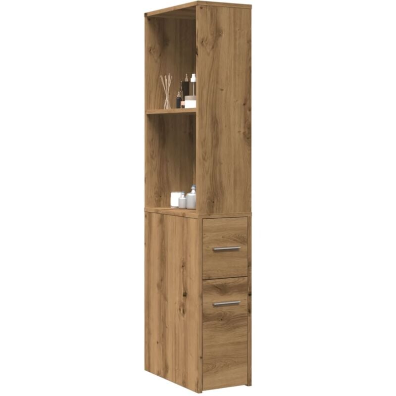 Armoire de salle de bain,Meuble de salle de bain étroite avec roulettes chêne artisanal CFW38462