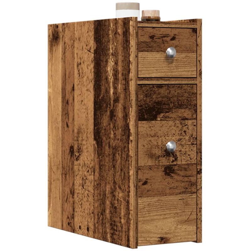 Armoire de salle de bain,Meuble de salle de bain étroite avec roulettes vieux bois CFW44579