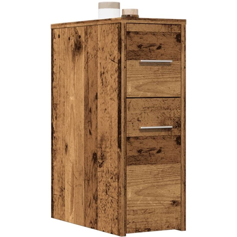 Armoire de salle de bain,Meuble de salle de bain étroite avec roulettes vieux bois CFW79786