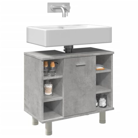 Armoire de salle de bain，Meuble de salle de bain Gris béton 60x32x53,5 cm Aggloméré CFW66798