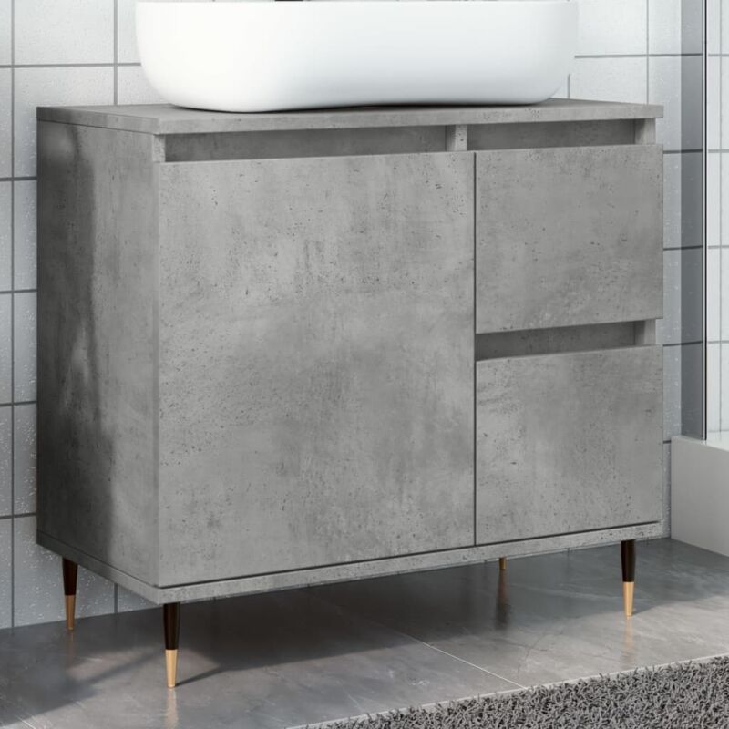 Armoire de salle de bain,Meuble de salle de bain gris béton 65x33x60 cm CFW79890