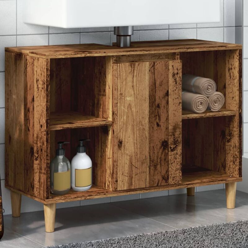 Armoire de salle de bain,Meuble de salle de bain vieux bois 80x33x60 cm bois ingénierie CFW42611