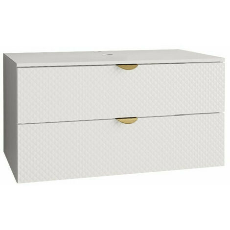 Mobilier1 – Armoire murale de salle de bain suspendue – Blanc – 2 tiroirs – Dimensions 42x80x46cm – MDF stratifié pour résistance accrue