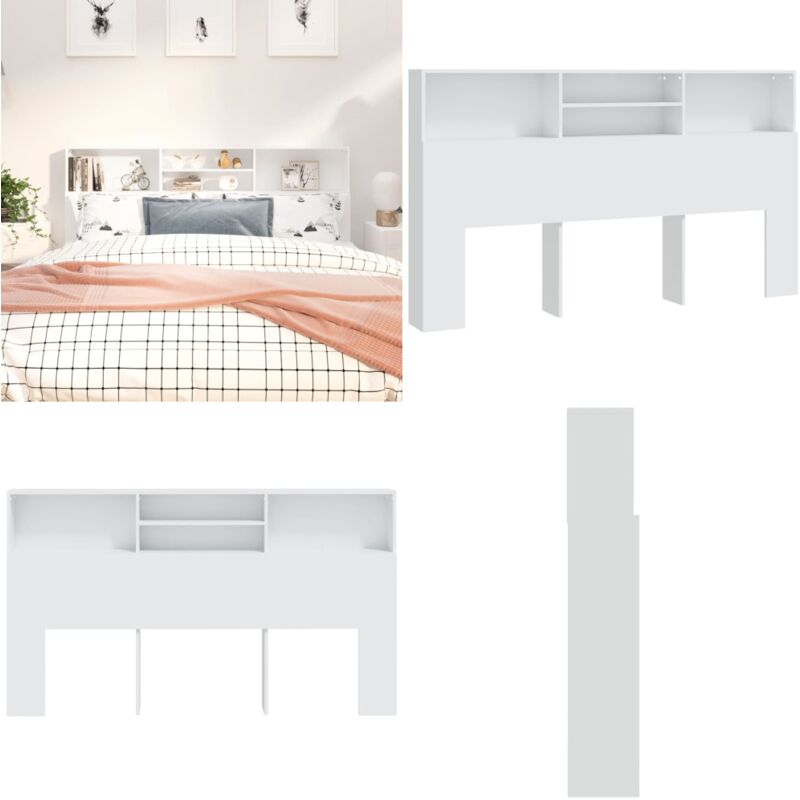 Vidaxl - Armoire de tête de lit Blanc 180x19x103,5 cm - Tête De Lit - Rangement Mural - Design Contemporain - Bois D'ingénierie - Meubles De Chambre
