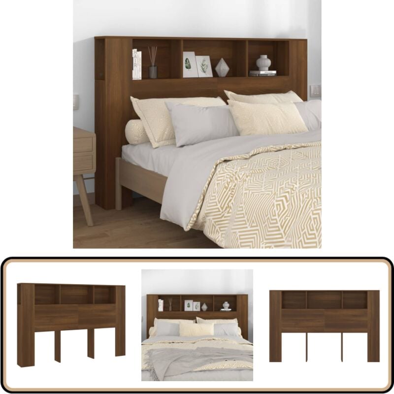 Armoire de tête de lit chêne marron 160x18,5x104,5 cm - Tête De Lit - Armoire De Lit - Mobilier Chambre - Rangement Chambre - Décoration Chambre