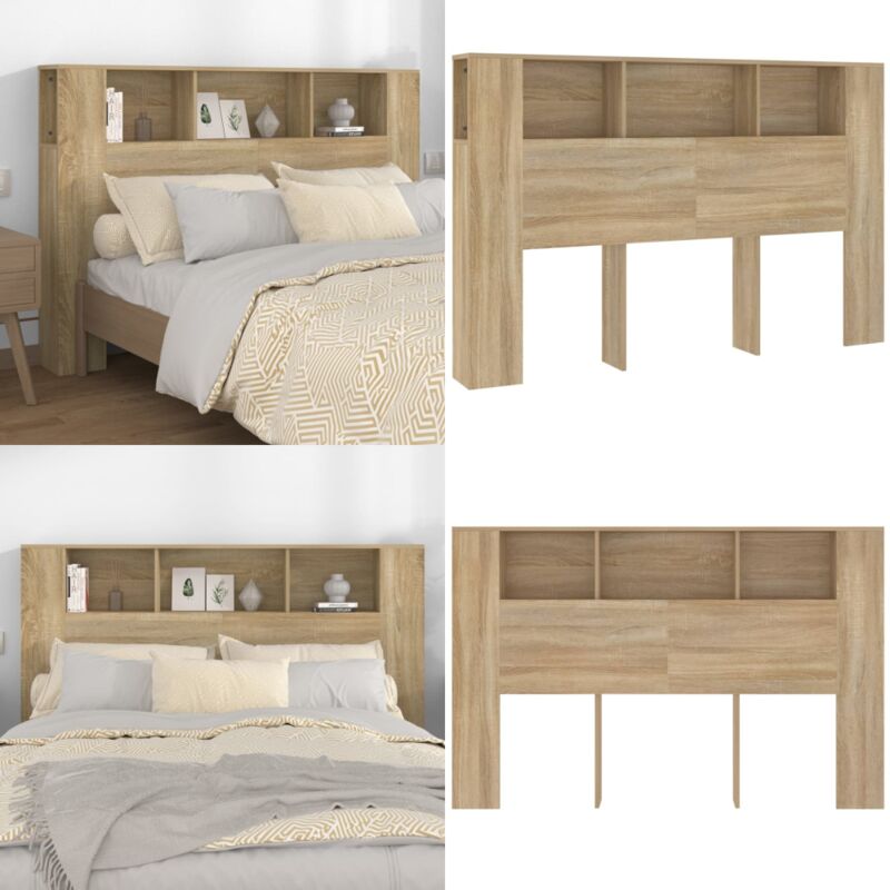 Vidaxl - Armoire de tête de lit chêne sonoma 160x18,5x104,5 cm - Tête De Lit - Armoire De Tête De Lit - Rangement Chambre - Mobilier Chambre - Lit