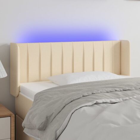 Armoire de tête de lit  Tête de lit à LED, Hauteur réglable pour Chambre Crème 103x16x78/88 cm Tissu -41839