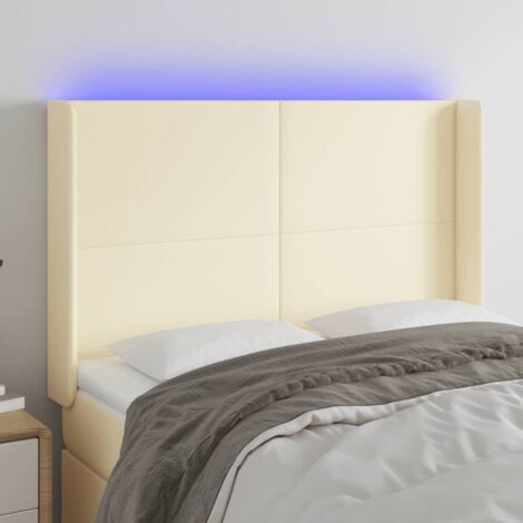 Armoire de tête de lit  Tête de lit à LED, Hauteur réglable pour Chambre Crème 147x16x118/128 cm Similicuir -45681