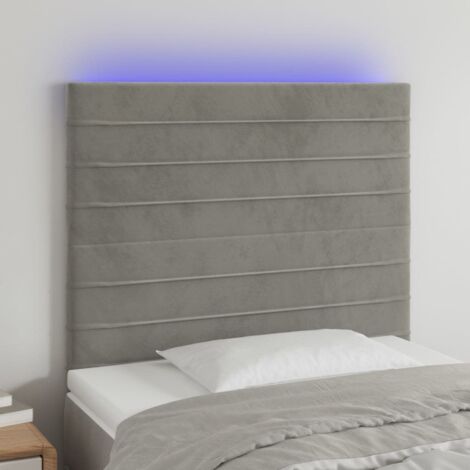 Armoire de tête de lit  Tête de lit à LED, Hauteur réglable pour Chambre Gris clair 100x5x118/128 cm Velours -28098