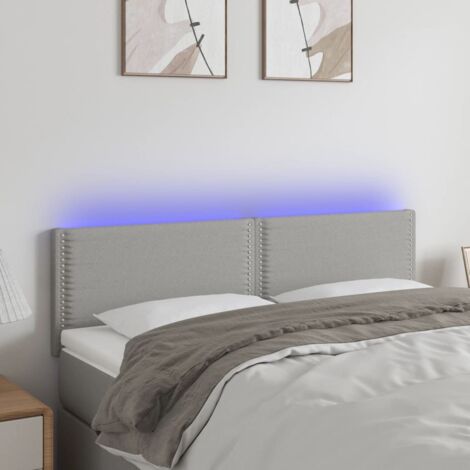 Armoire de tête de lit  Tête de lit à LED, Hauteur réglable pour Chambre Gris clair 144x5x78/88 cm Tissu -18180
