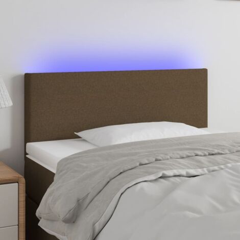 Armoire de tête de lit  Tête de lit à LED, Hauteur réglable pour Chambre Marron Foncé 90x5x78/88 cm Tissu -67648