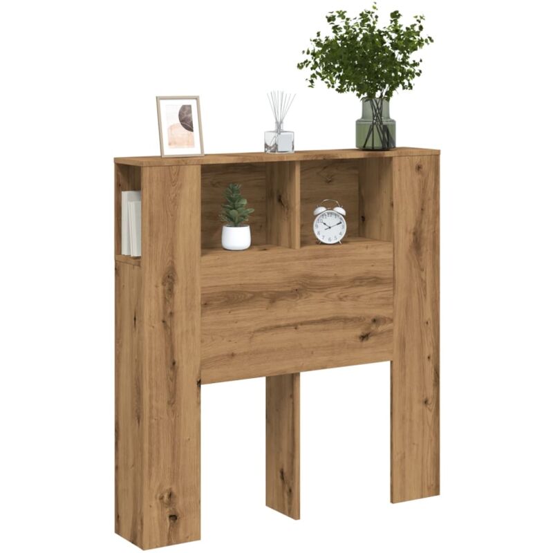 Armoire de tête de lit, Tête de lit avec rangement chêne artisanal 100x19x104,5 cm FR517944 design in