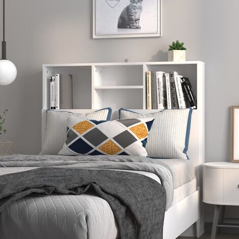 Armoire de tête de lit  Tête de lit avec Rangement supplémentaire Blanc 100x19x103,5 cm -31486