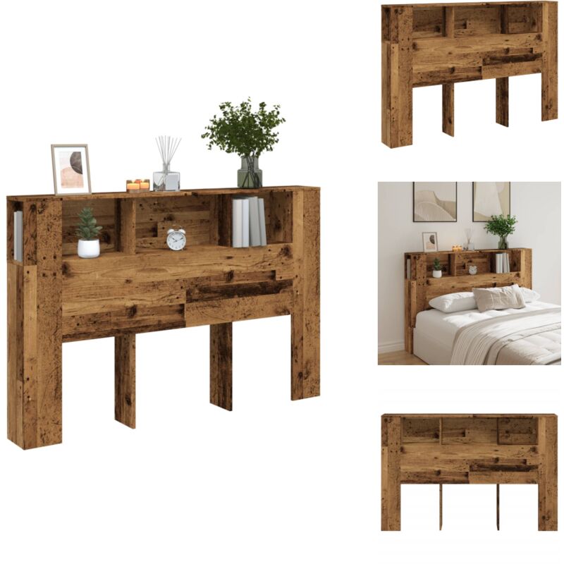 Armoire de tête de lit vieux bois 160x18,5x103,5 cm - Armoire De Tête De Lit - Armoires De Tête De Lit - Tête De Lit - Armoire De Lit