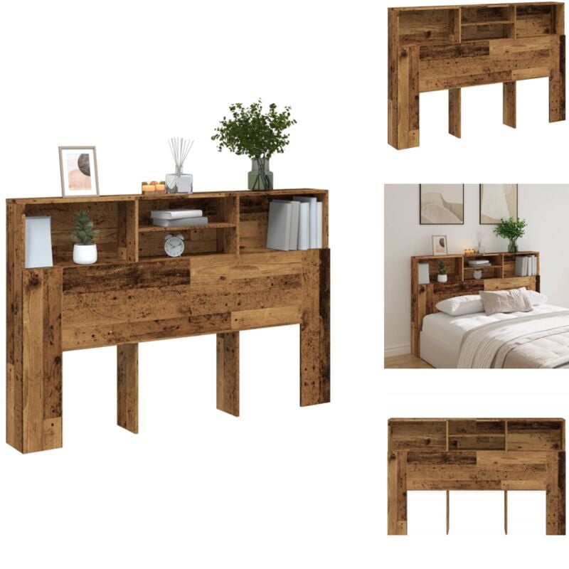 Armoire de tête de lit vieux bois 160x19x103,5 cm - Armoire De Tête De Lit - Armoires De Tête De Lit - Tête De Lit - Armoire De Lit