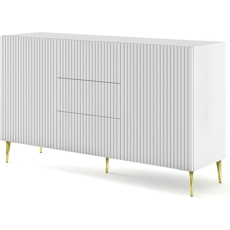 Armoire de tiroirs buffet salon série ravenna cm149x41x86h blanc mat