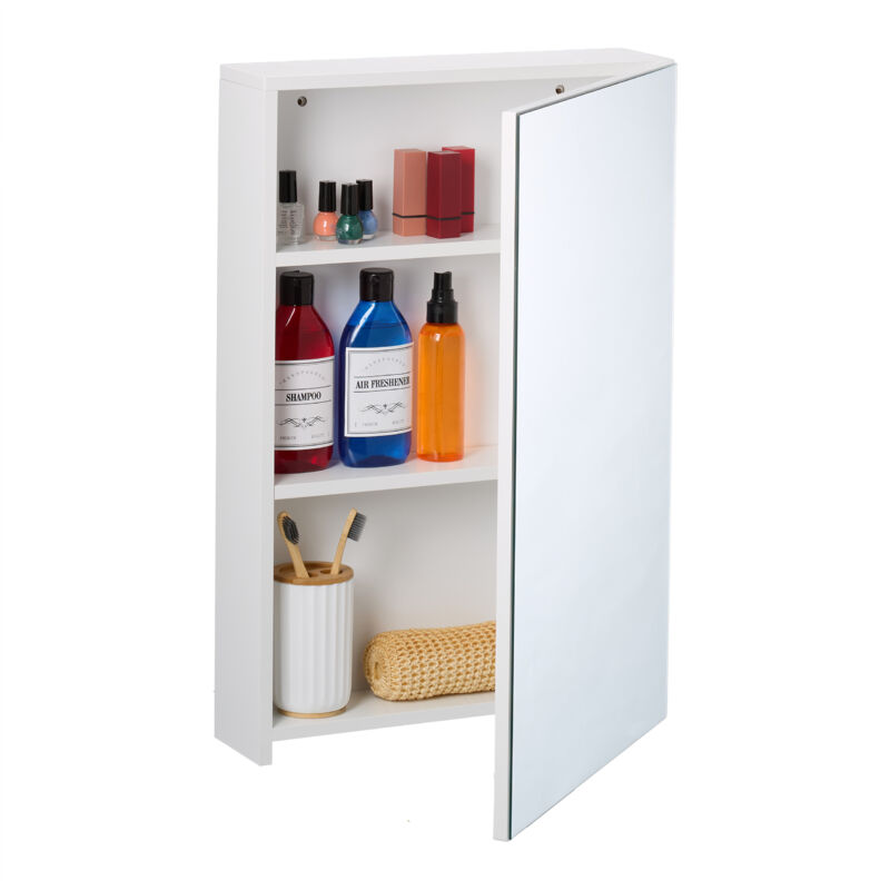 Relaxdays Armoire murale pour la salle de bain, 3 compartiments spacieux, H x L x P : 60,5 x 40 x 12 cm, blanche