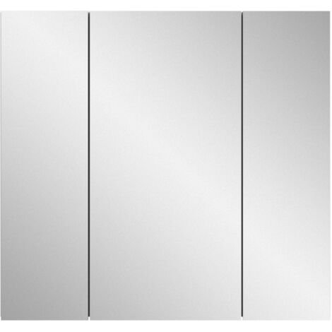 Armoire de toilette 3 portes 82x18x77 cm blanc brillant - VARKA