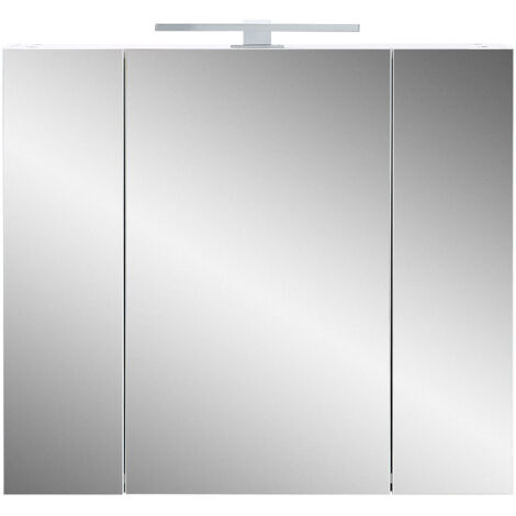 Armoire de toilette 3 portes avec miroir 76x23x71 cm blanc - PESKY