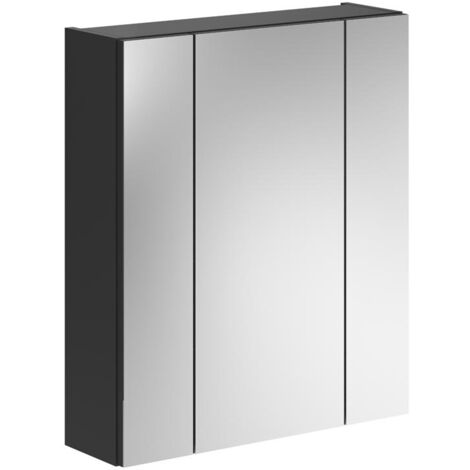 Armoire de toilette 60x18x70 cm décor noir brillant - KUEDA