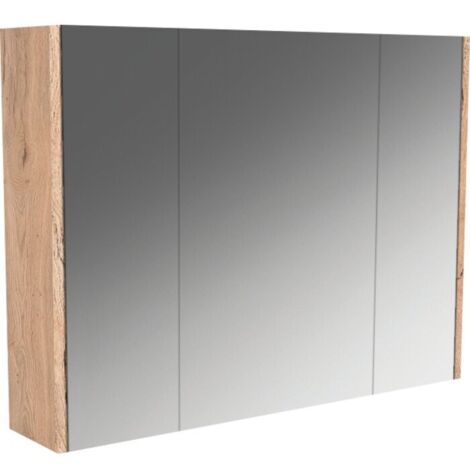 Armoire de toilette 80 cm en chêne brut naturel – 2 tablettes réglables – Esthétique élégante pour salle de bain – Decotec