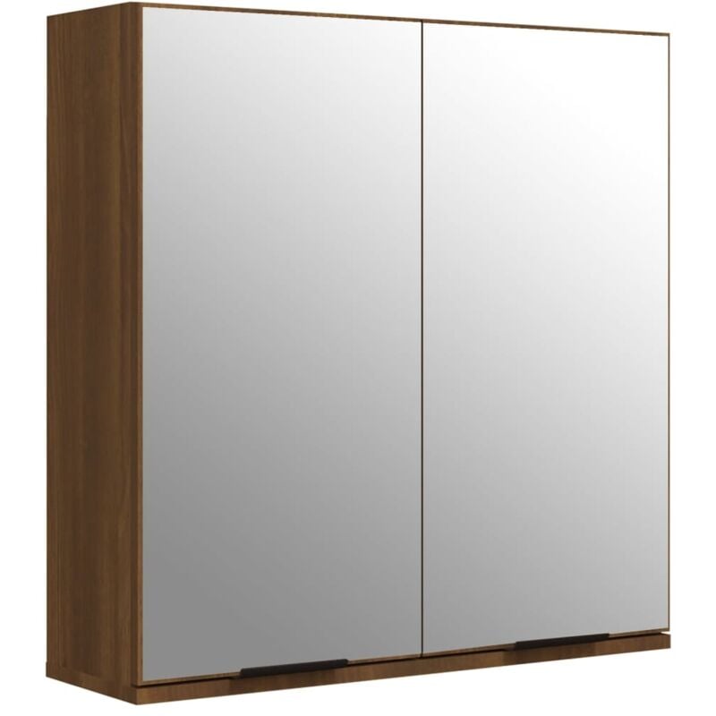 Bonnevie - Armoire murale de Toilette Armoire à miroir de salle de bain Moderne Chêne marron 64x20x67 cm -51204 - Brun